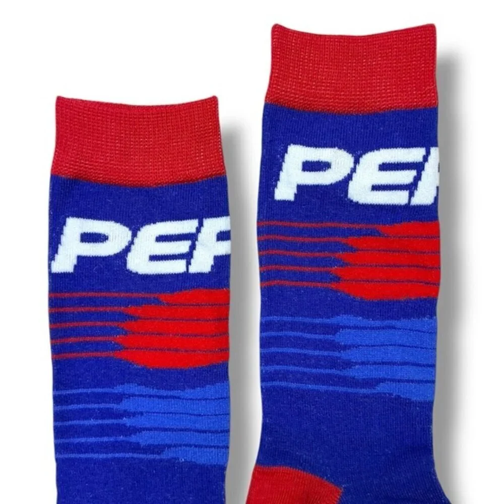 Pepsi Novelty Crew  Socks Reinforced Toe Heel Red Blue Unisex Men Shoe SZ 6-13